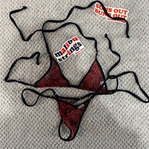 Red and Black Swirl Bikini